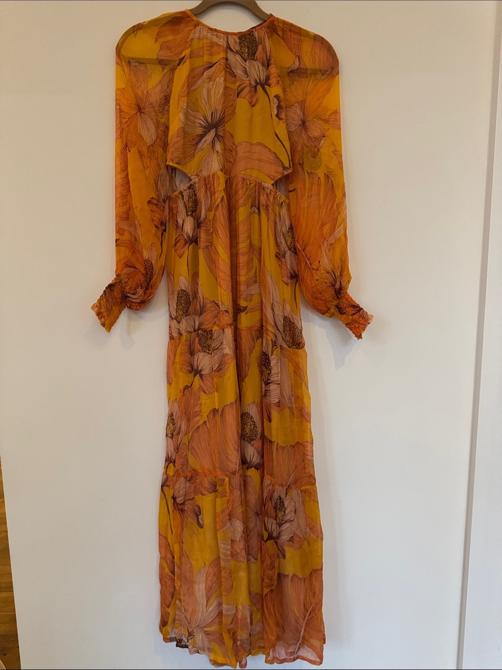 Mustard Floral Long-Sleeve Maxi Dress vinet Bahl